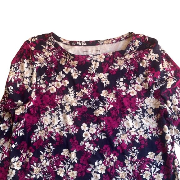 Charter club XL 100% Pima cotton boat neck style floral pattern navy - Picture 2 of 9